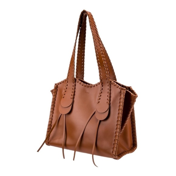 Chloe | Medium Calfskin Leather Mony Tote Bag in Caramel - Picture 3 of 15